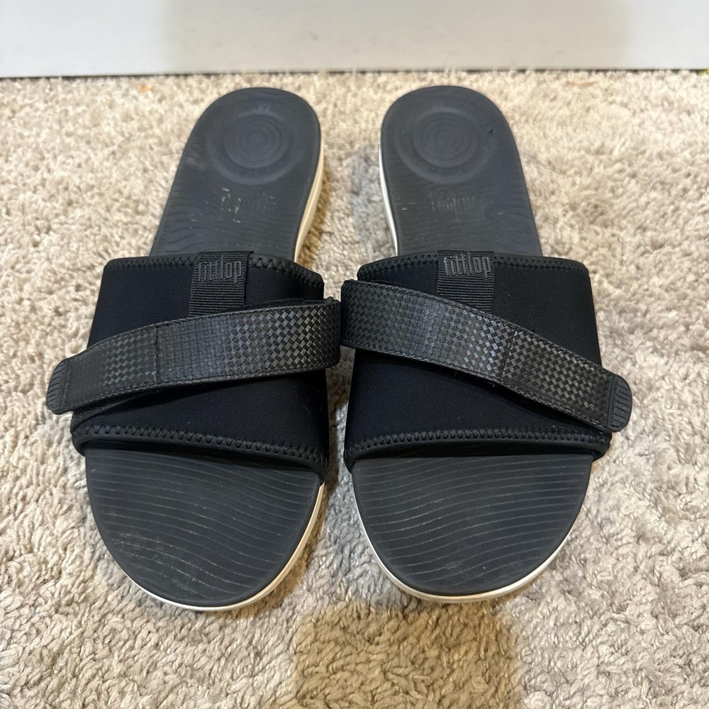 FitFlop Sandals Shoes Womens Size 9 Black Slide Adjustable Strap Comfort K68-231